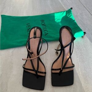 Bottega Veneta Black Strappy Heels